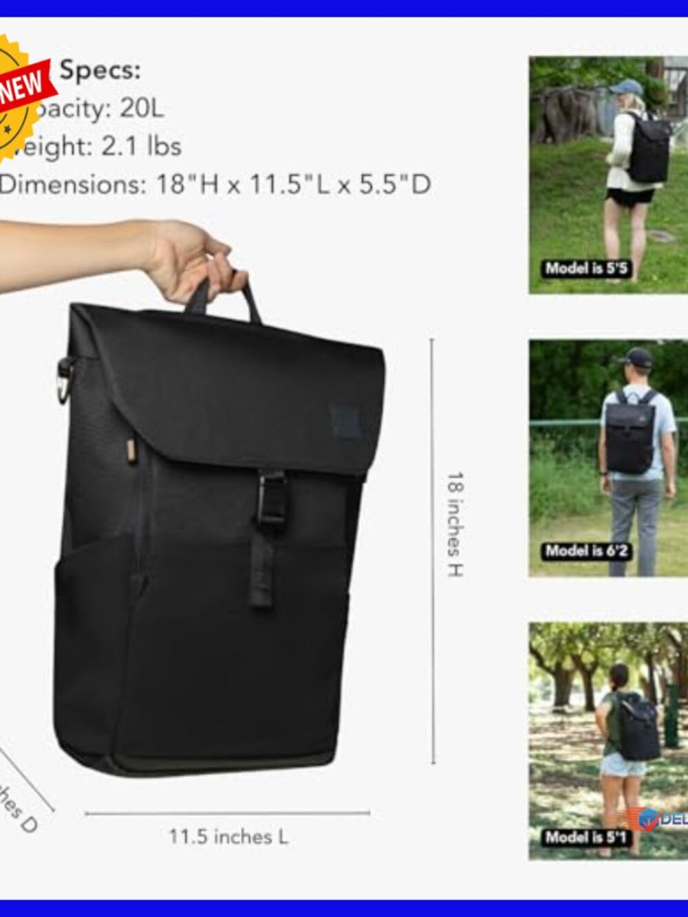 Water-Resistant Diaper Backpack with Changing Pad, 20L Travel Bag - Picture 6 of 6